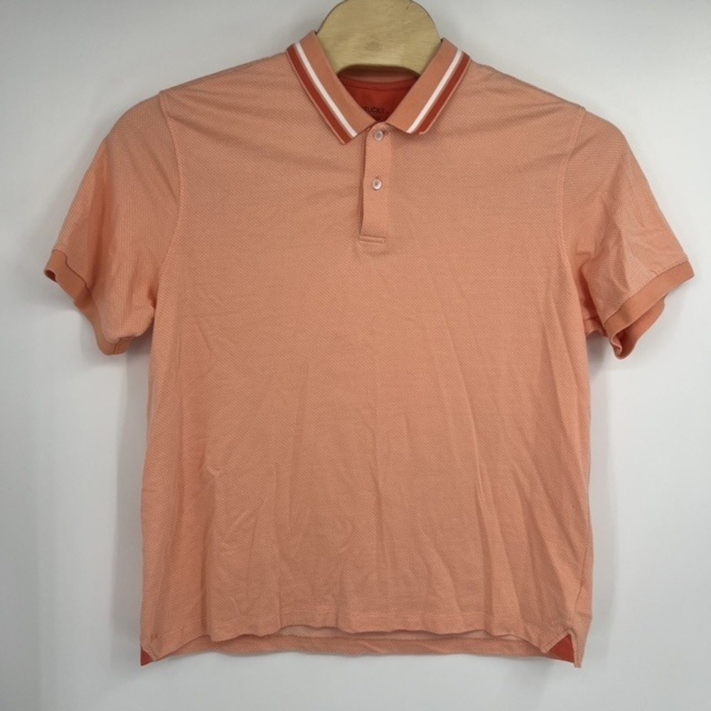 UNTUCKit Men's XL Peach Short Sleeve Tipped Collar Aiden Polo Shirt